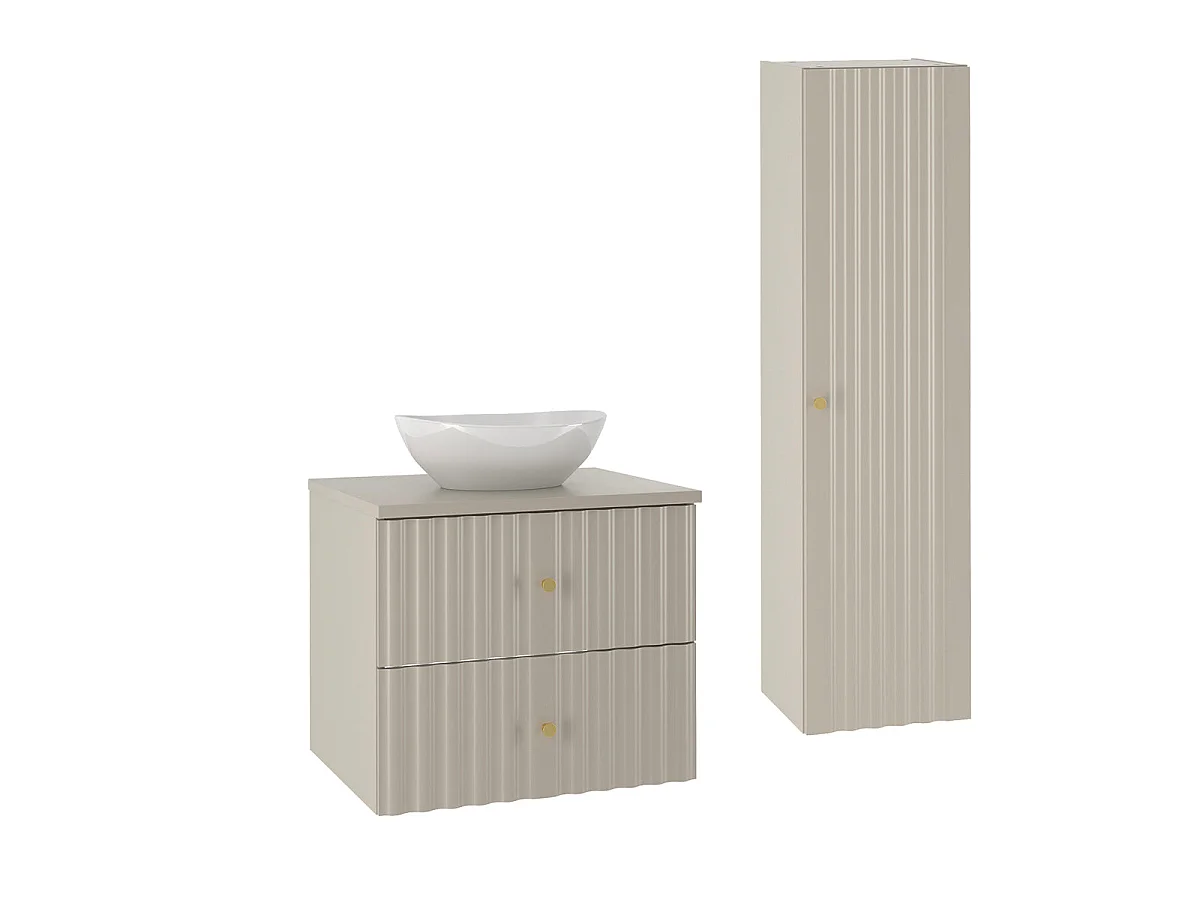Ensemble meuble simple vasque 60cm et colonne Izae Cachemire