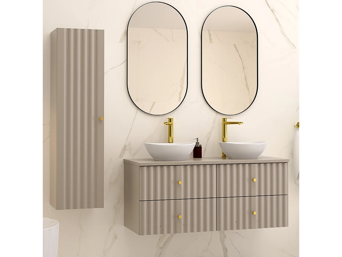 Set aus Doppelwaschtisch 120cm und Säule Izae Cachemire