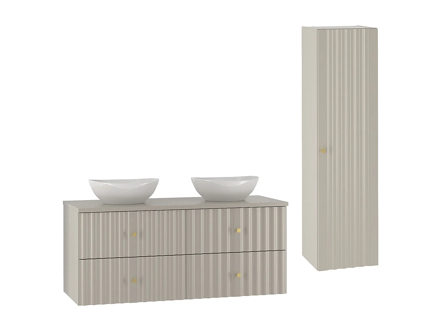 Set aus Doppelwaschtisch 120cm und Säule Izae Cachemire