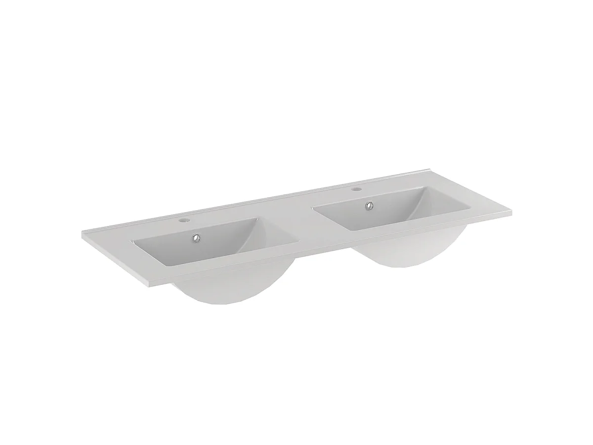 Mobile lavabo doppio Izae Cachemire 140 cm con 2 nicchie e piedistallo