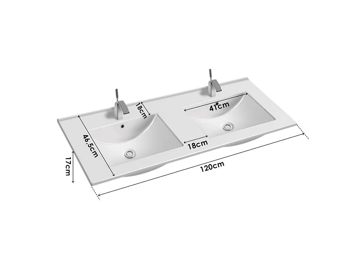 Mobile lavabo doppio Izae Cachemire 140 cm con 2 nicchie e piedistallo