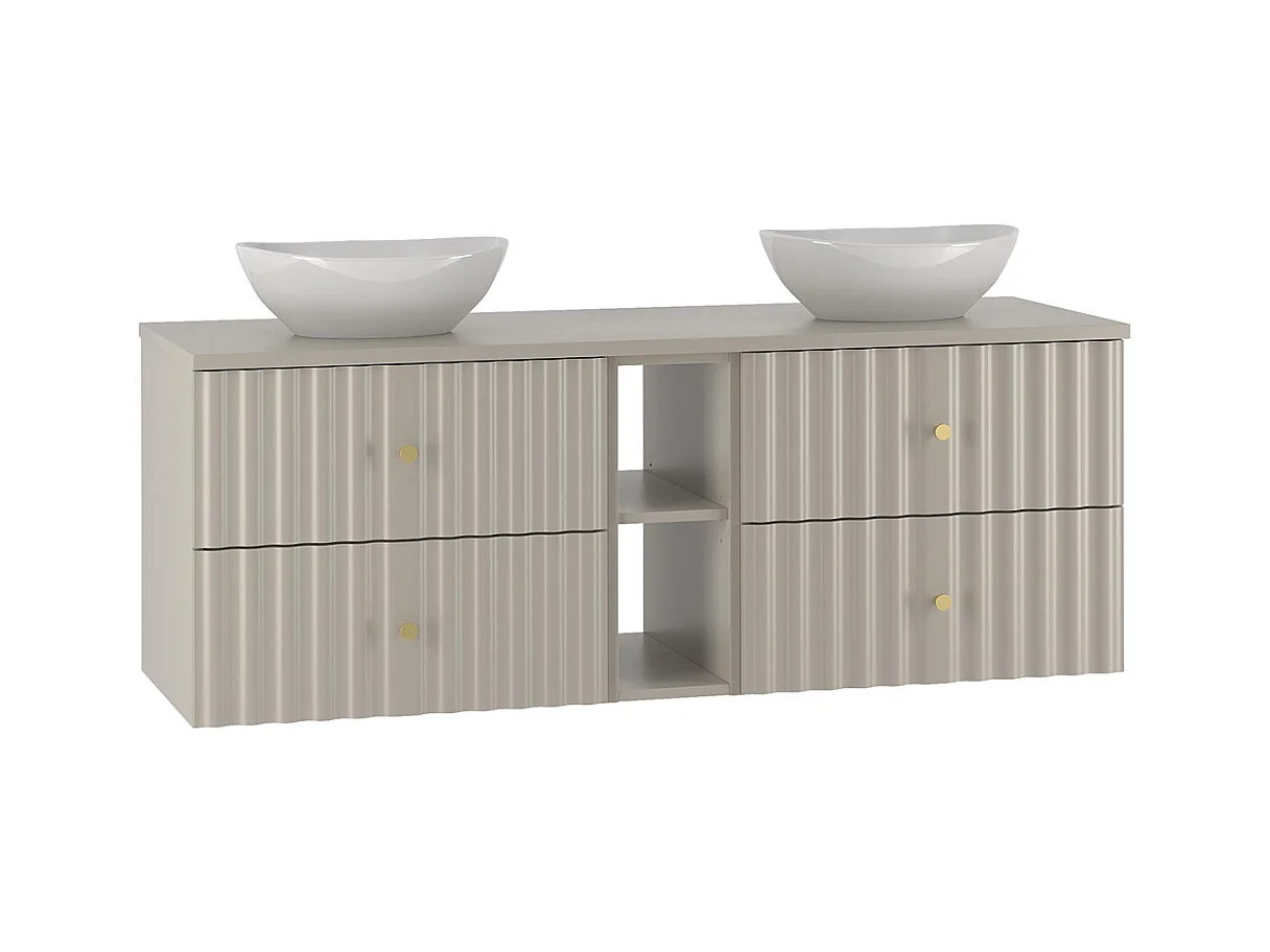 Meuble double vasque 140cm 2 niches Izae Cachemire