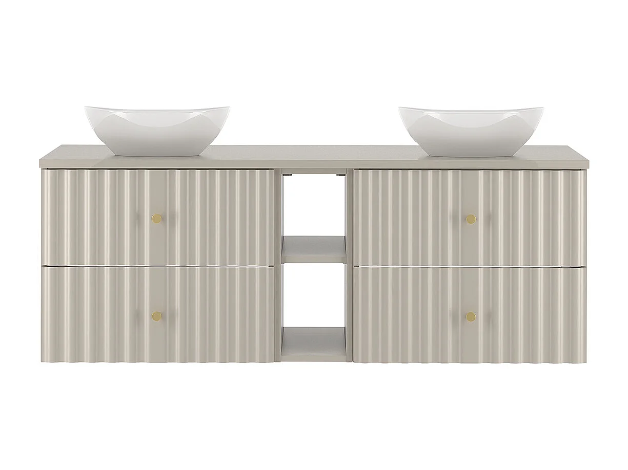 Meuble double vasque 140cm 2 niches Izae Cachemire