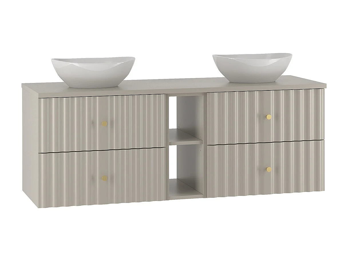 Meuble double vasque 140cm 2 niches Izae Cachemire