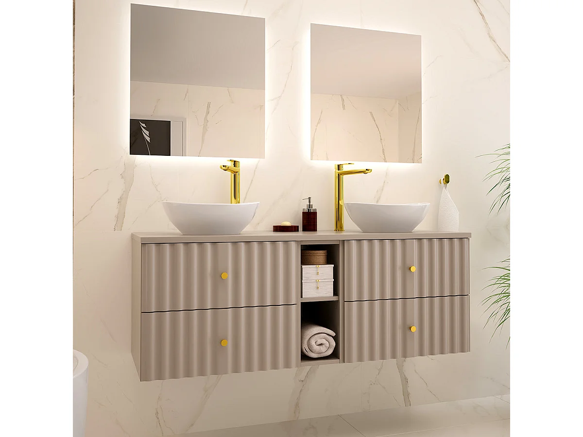Mobile bagno doppio lavabo Izae cachemire 140cm
