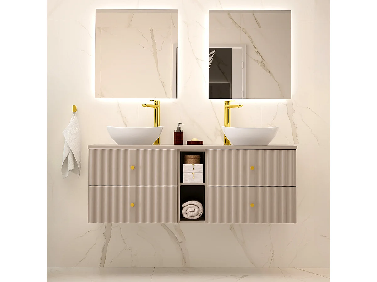 Mobile bagno doppio lavabo Izae cachemire 140cm