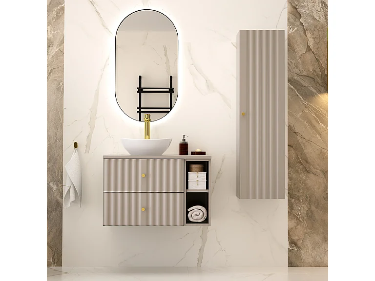 Mobile bagno con lavabo Izae cachemire 80cm