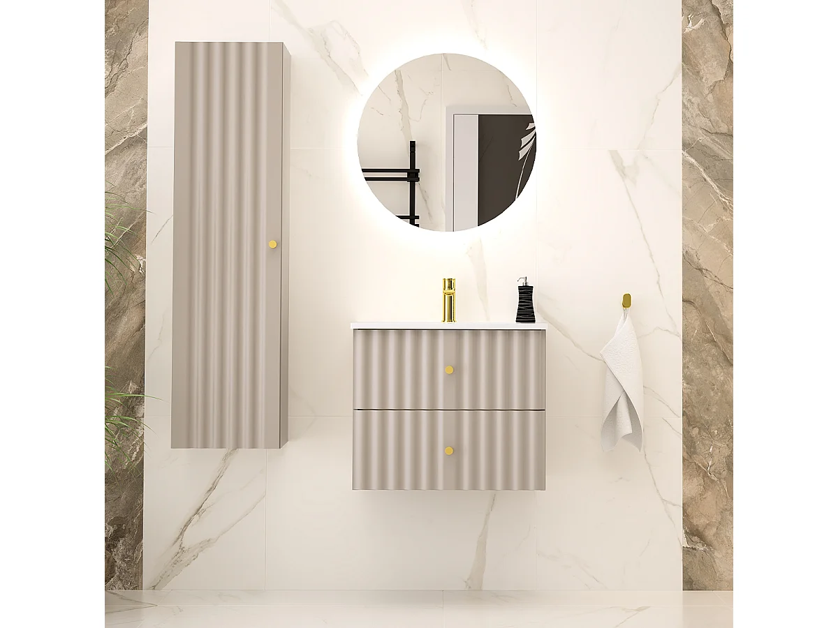 Meuble simple vasque encastrée 60cm Izae Cachemire