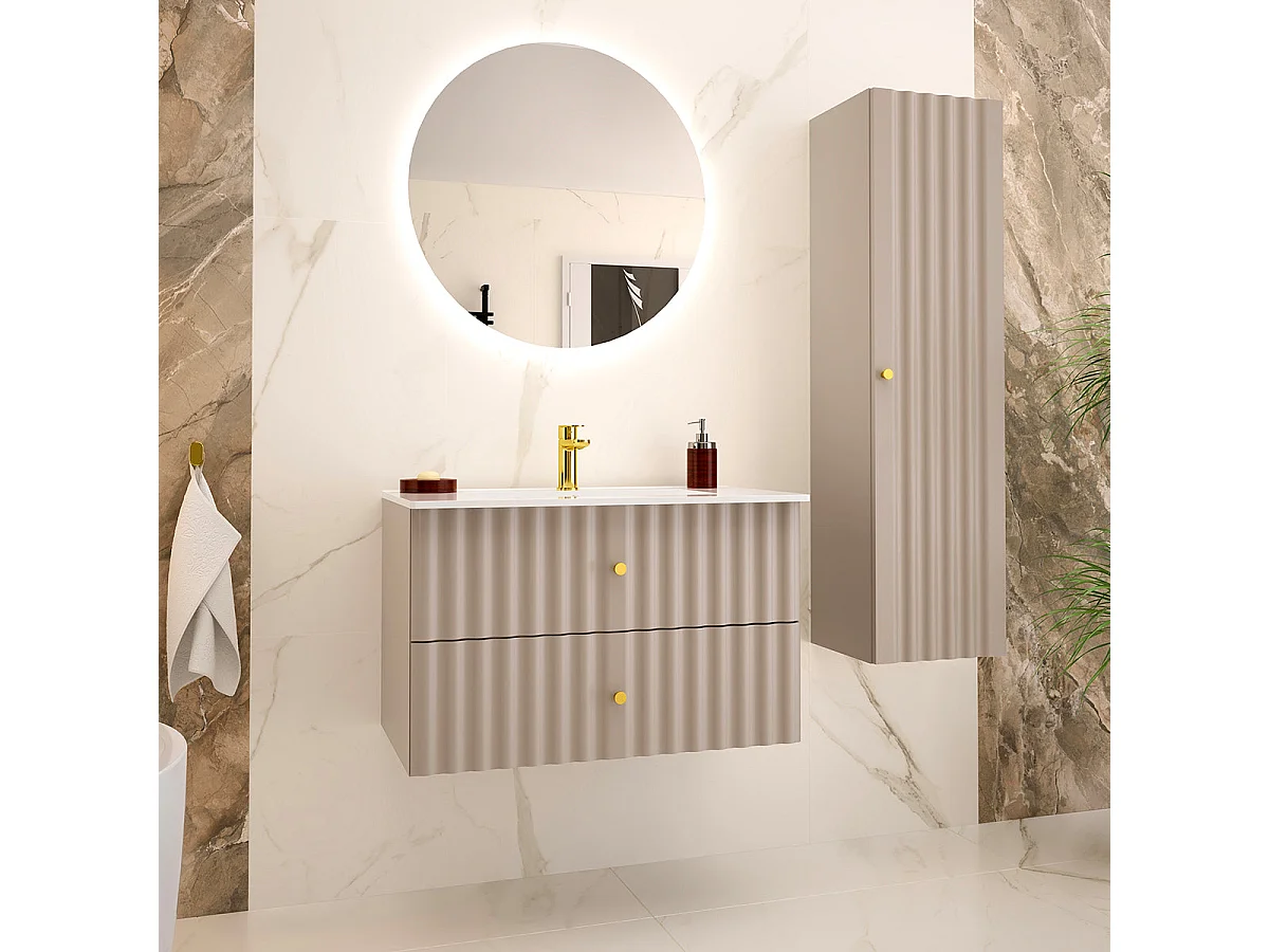 Mobile singolo Izae Cachemire 80 cm con lavabo incassato