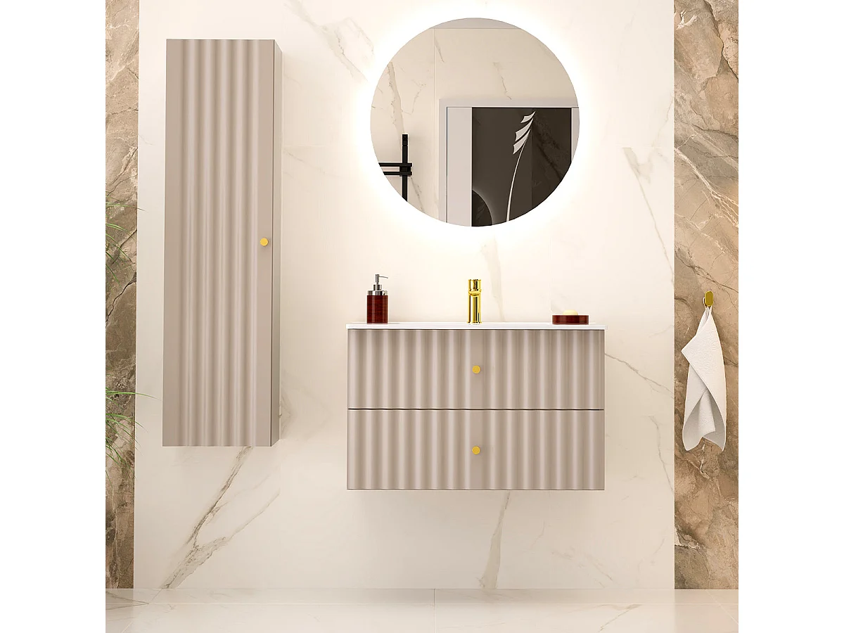 Mobile singolo Izae Cachemire 80 cm con lavabo incassato