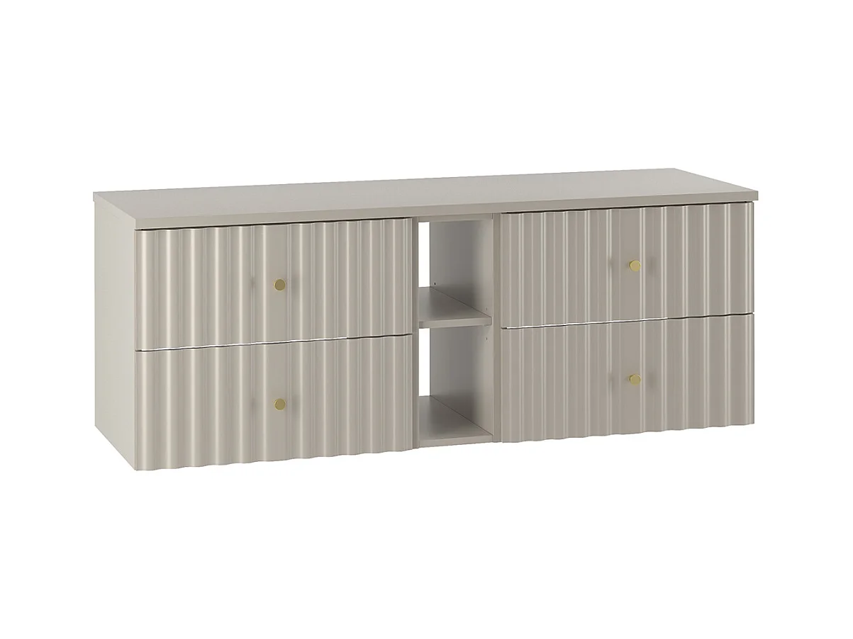 Meuble sous-vasque 140cm 2 niches plan de toilette Izae Cachemire