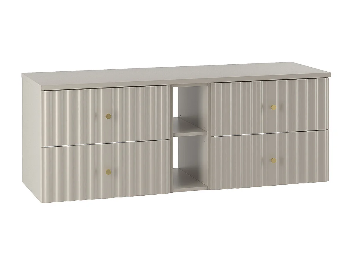 Wastafelonderbouw 140cm 2 nissen badmeubel Izae Cachemire