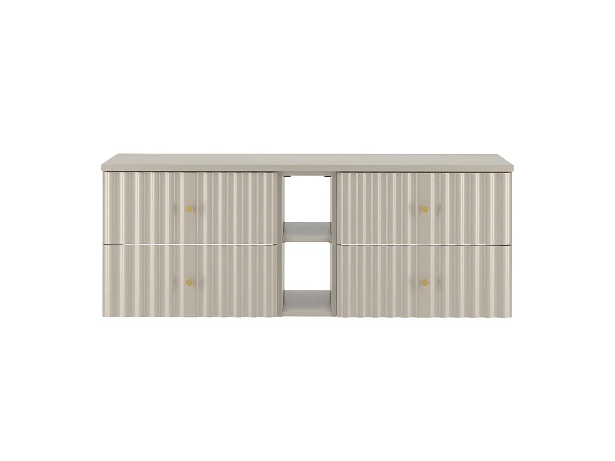 Meuble sous-vasque 140cm 2 niches plan de toilette Izae Cachemire