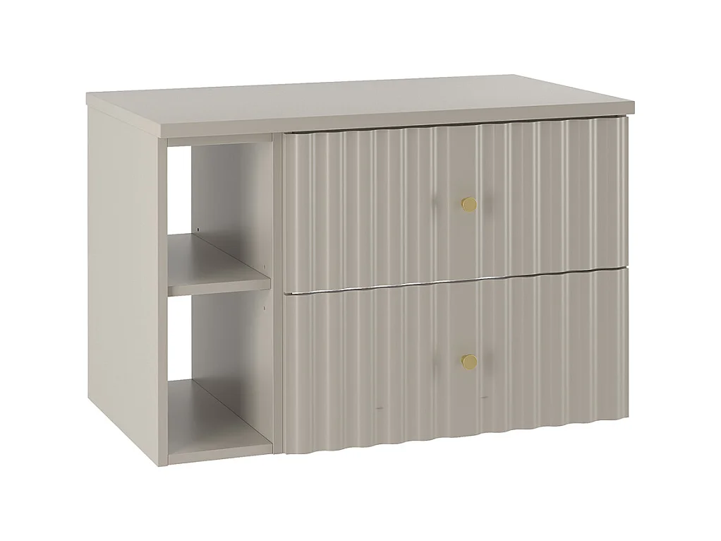Meuble sous-vasque 80cm 2 niches plan de toilette Izae Cachemire