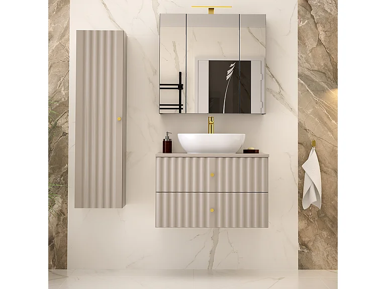 Meuble sous-vasque 80cm plan de toilette Izae Cachemire