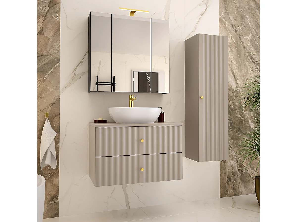 Meuble sous-vasque 80cm plan de toilette Izae Cachemire