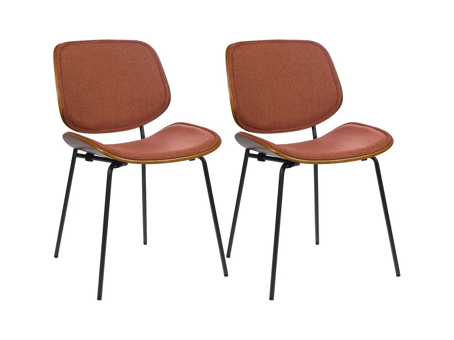 Chaises rétro en noyer et tissu (lot de 2) - ELLEA
