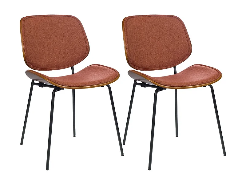 Chaises rétro en noyer et tissu (lot de 2) - ELLEA