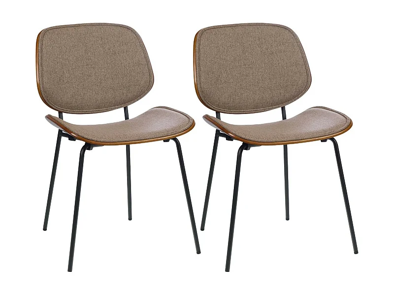 Chaises rétro en noyer et tissu (lot de 2) - ELLEA