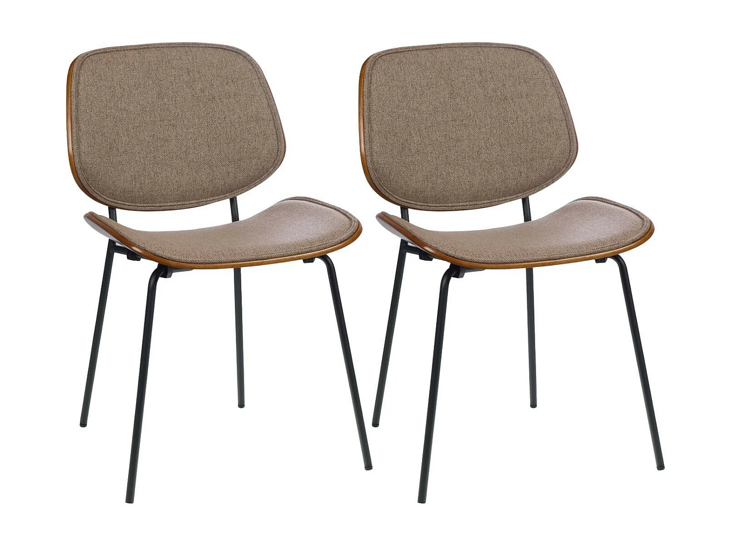 Chaises rétro en noyer et tissu (lot de 2) - ELLEA