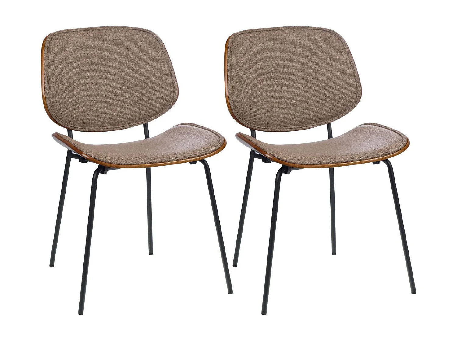 Chaises rétro en noyer et tissu (lot de 2) - ELLEA