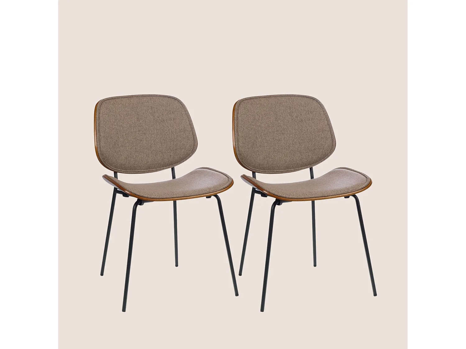 Chaises rétro en noyer et tissu (lot de 2) - ELLEA