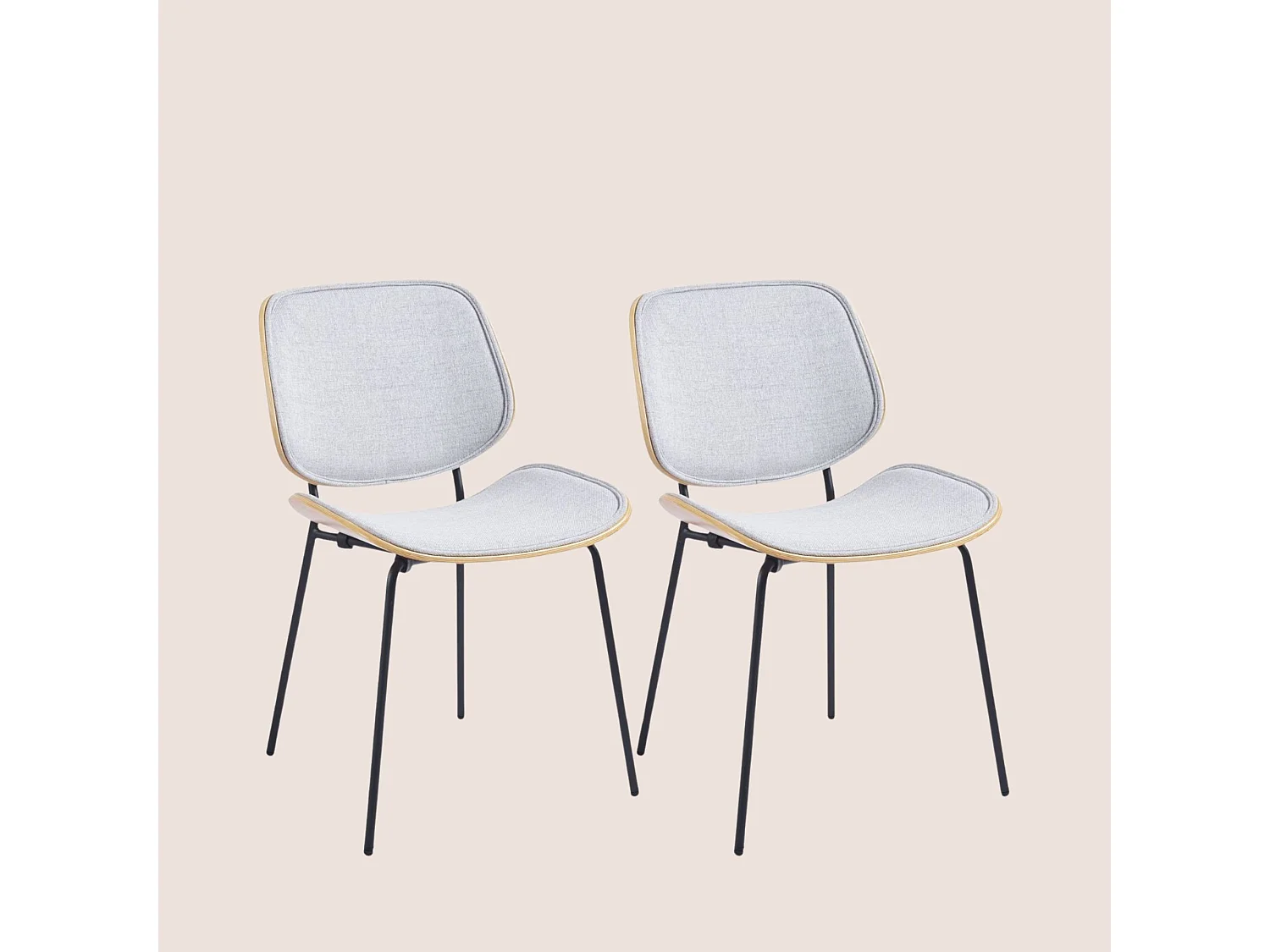 Chaises rétro en chêne et tissu (lot de 2) - ELLEA