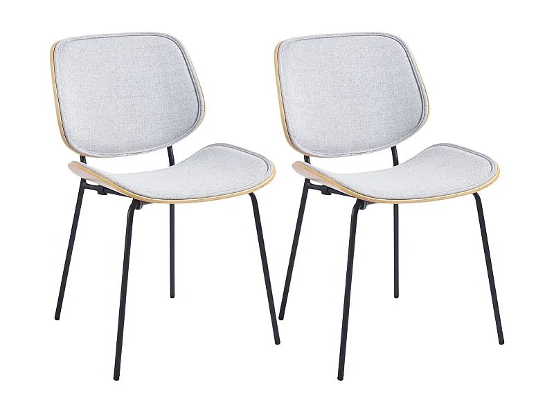 Chaises rétro en chêne et tissu (lot de 2) - ELLEA