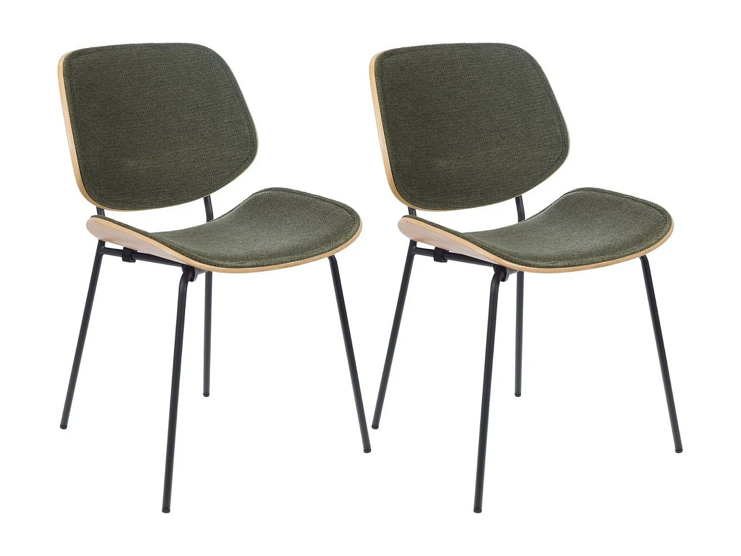 Chaises rétro en chêne et tissu (lot de 2) - ELLEA