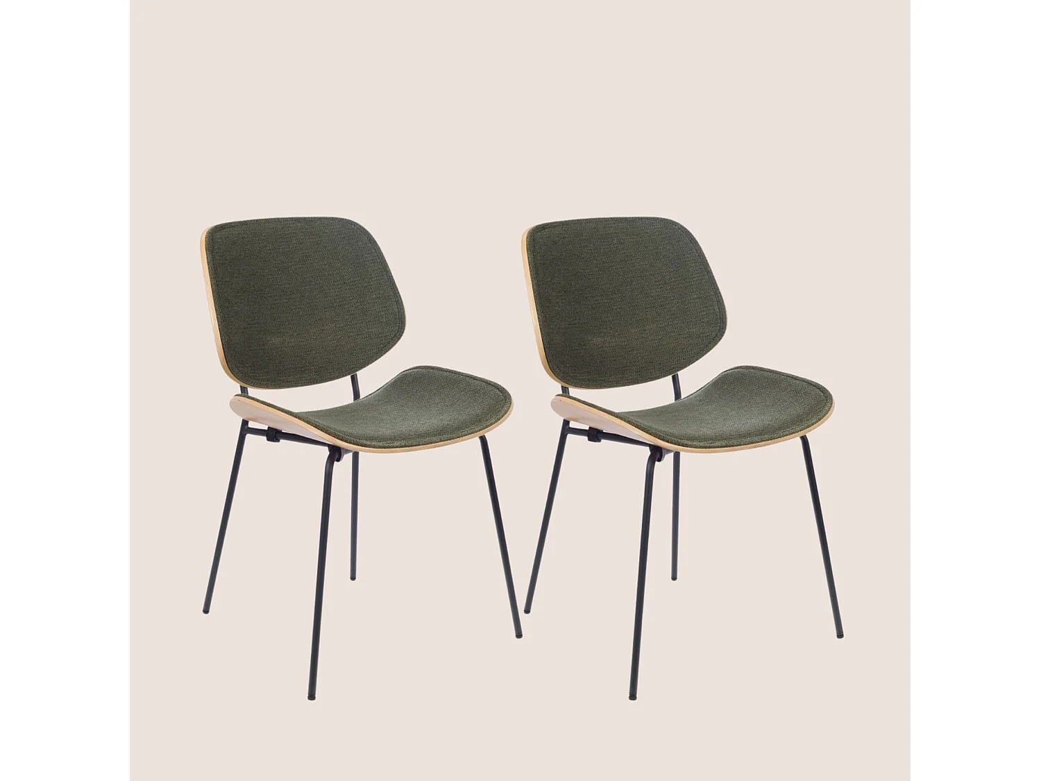 Chaises rétro en chêne et tissu (lot de 2) - ELLEA