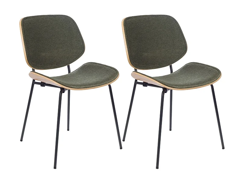 Chaises rétro en chêne et tissu (lot de 2) - ELLEA