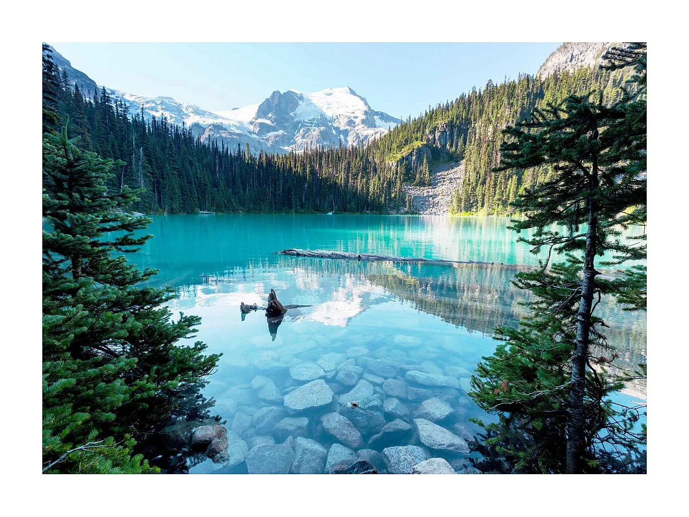 Tableau sur verre lac turquoise 30x45 cm