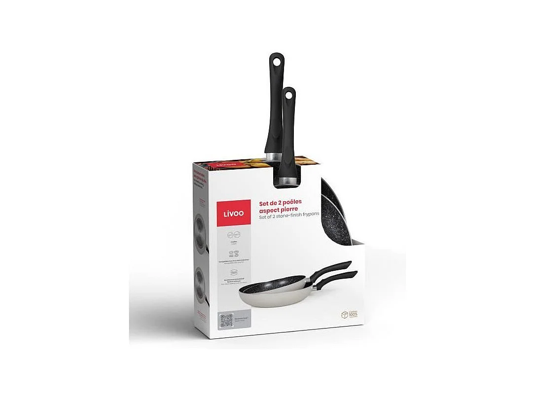 Livoo Lot de 2 poêles antiadhésif 24/28cm gris - MEN124GR