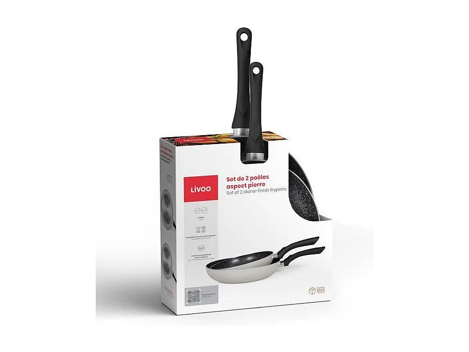 Livoo Lot de 2 poêles antiadhésif 24/28cm gris - MEN124GR
