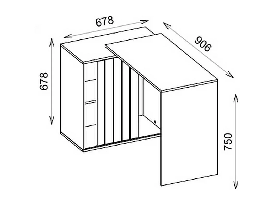 Bureau d'angle Blanc Armoirette 1 Porte 3 Niches L 139.9 H 75 P 45.1 cm