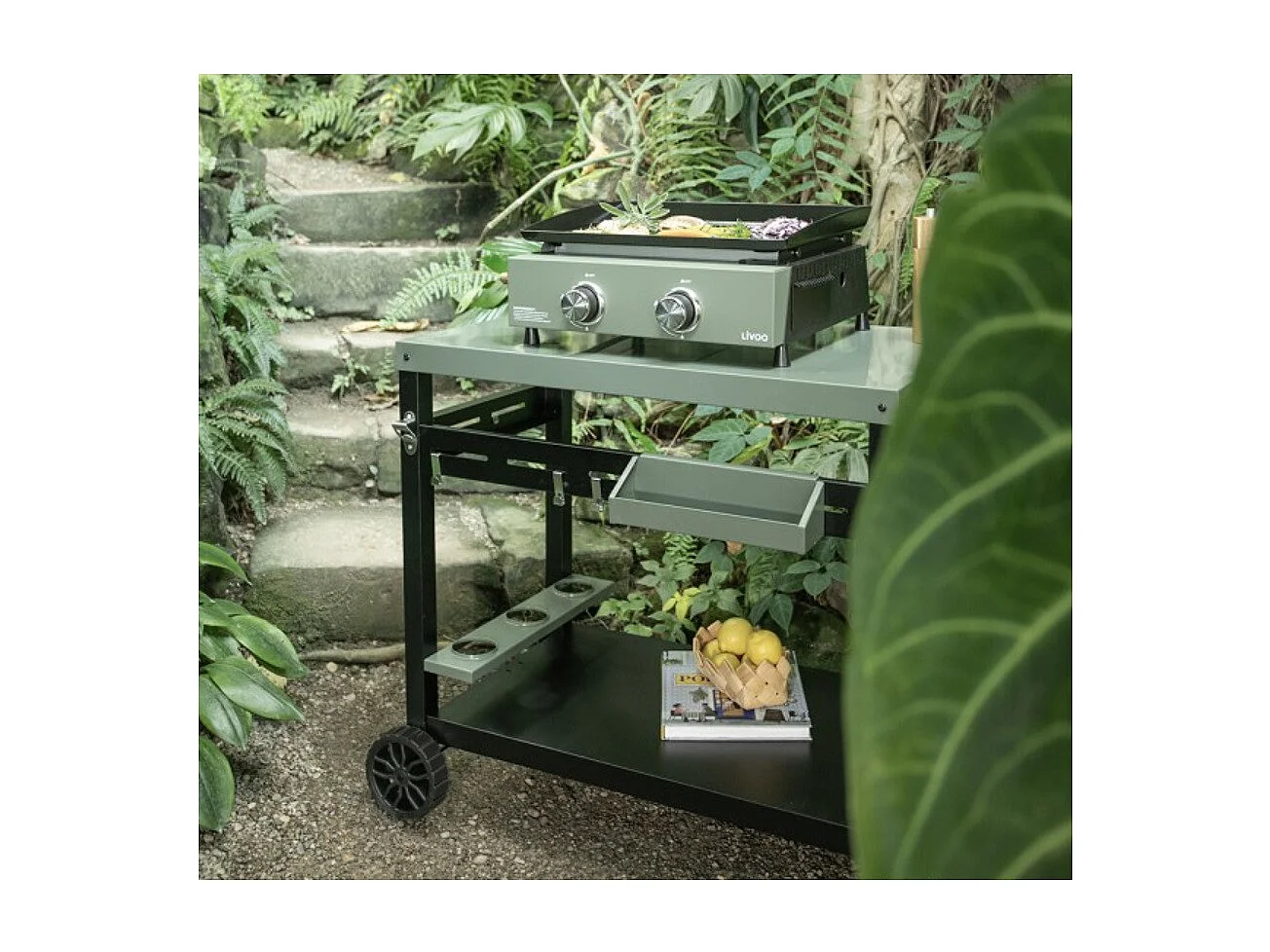 Livoo Plancha gaz 5000w plaque acier émaillé 45.5x35.5cm - DOC323