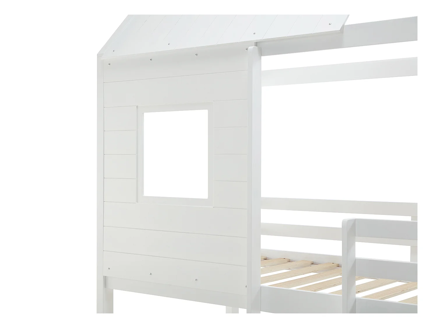 Lits superposés cabane 2 x 90 x 190 cm - Pin et MDF - Blanc - LIDOVARA