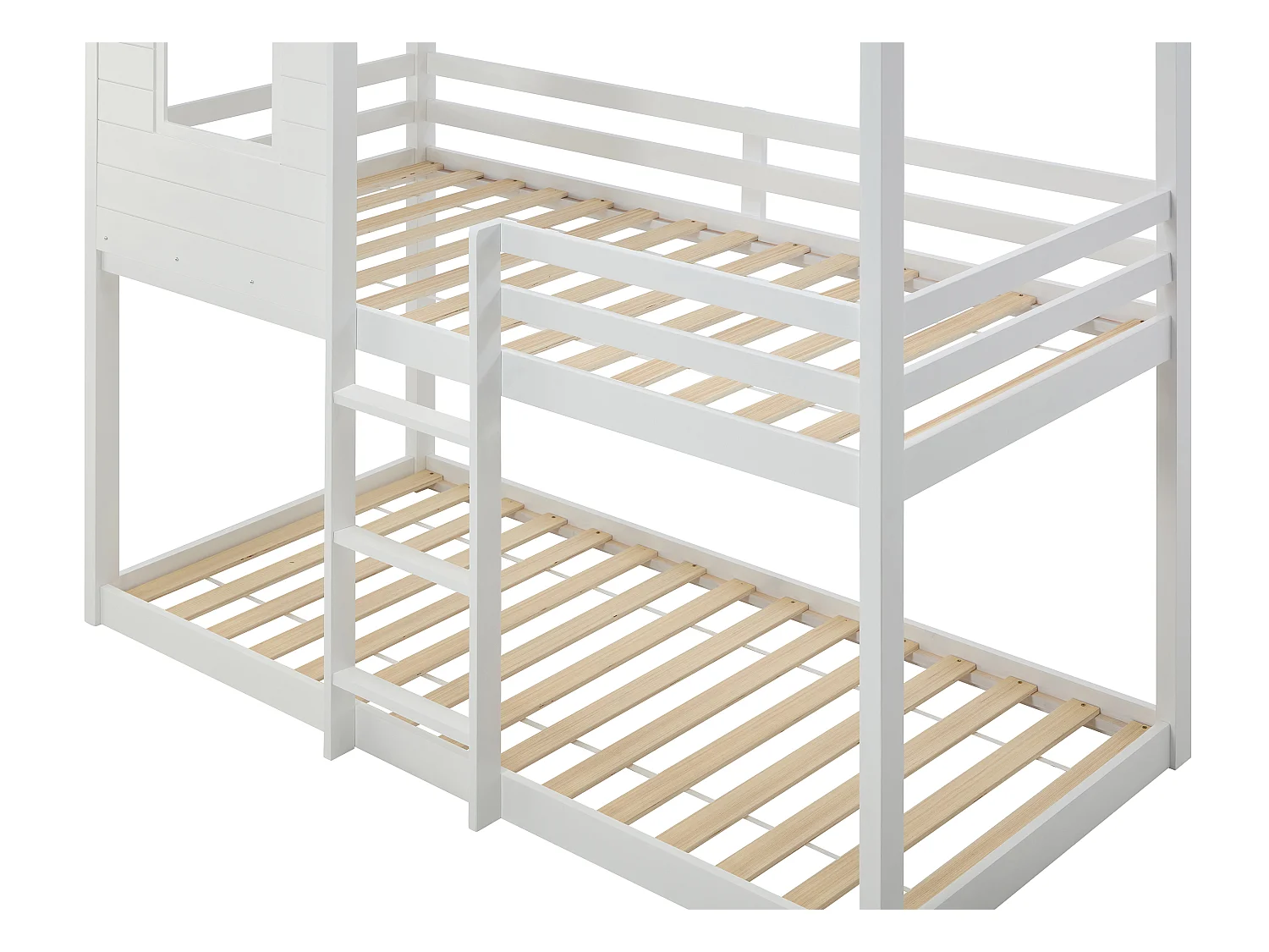 Lits superposés cabane 2 x 90 x 190 cm - Pin et MDF - Blanc - LIDOVARA