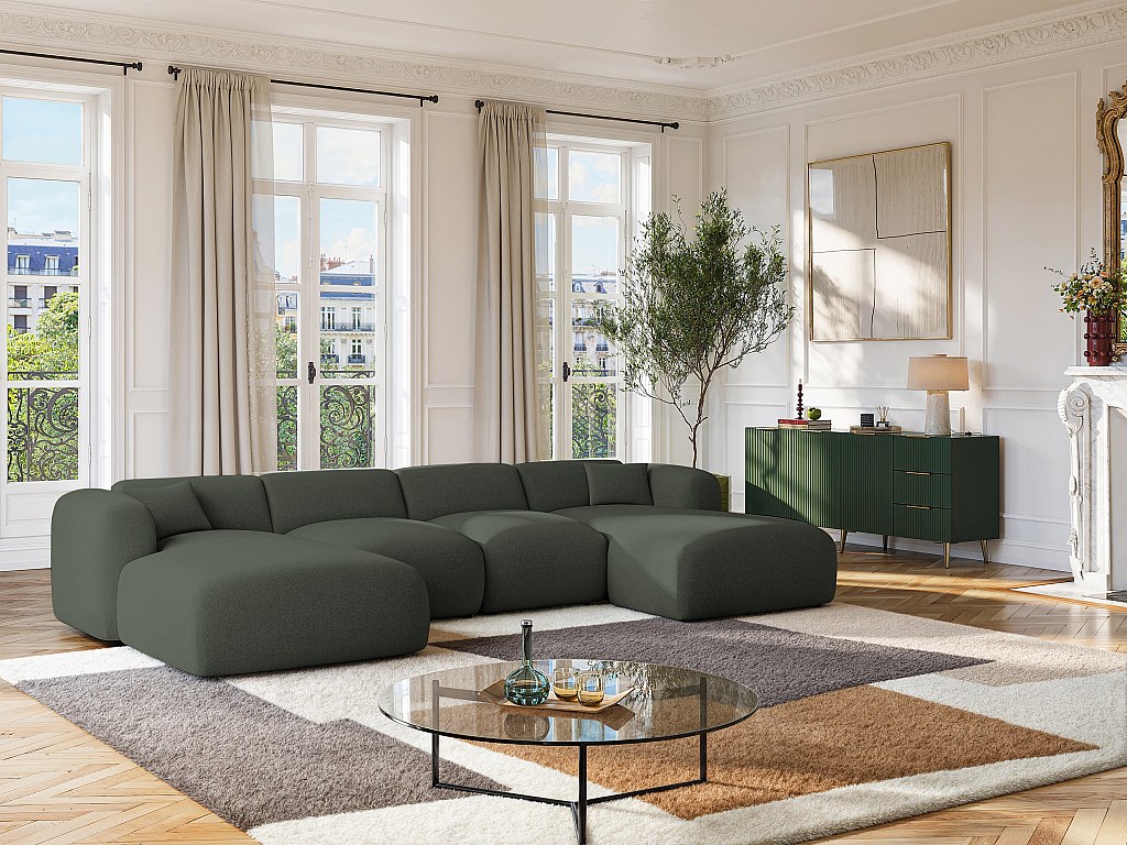 Große Wohnlandschaft - Stoff - Grün - POGNI von Maison Céphy günstig online kaufen