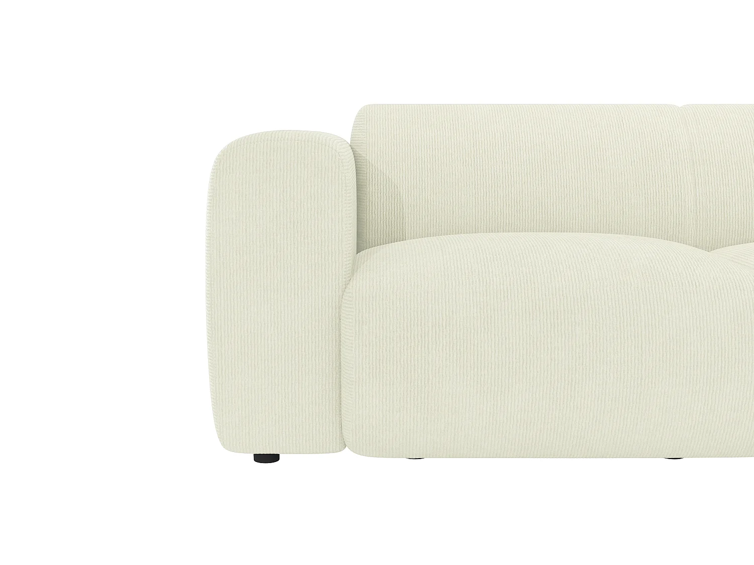 Gran sofá de 5 plazas con reposabrazos izquierdo de tela texturizada beige POGNI de Maison Céphy