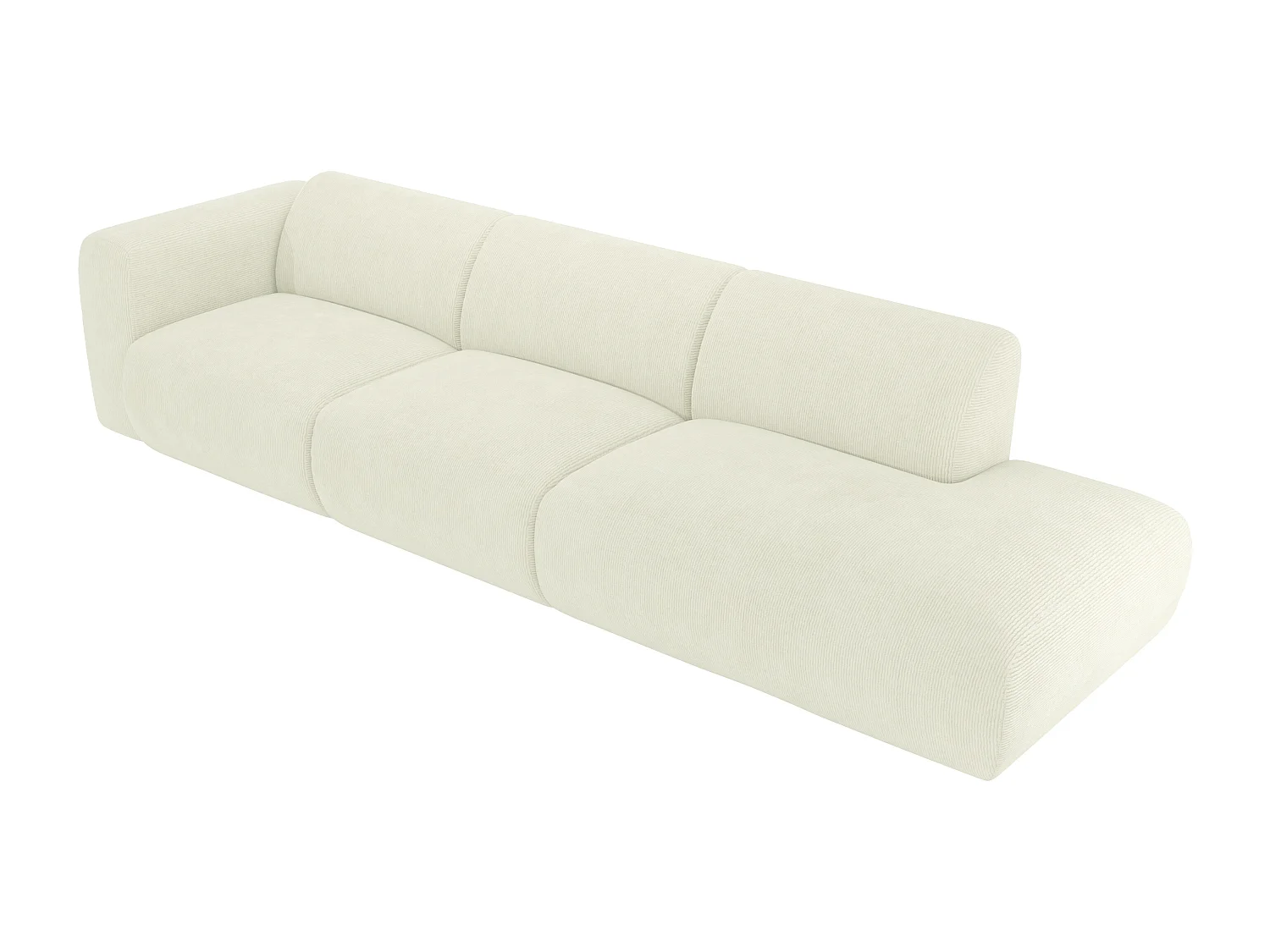 Gran sofá de 5 plazas con reposabrazos izquierdo de tela texturizada beige POGNI de Maison Céphy