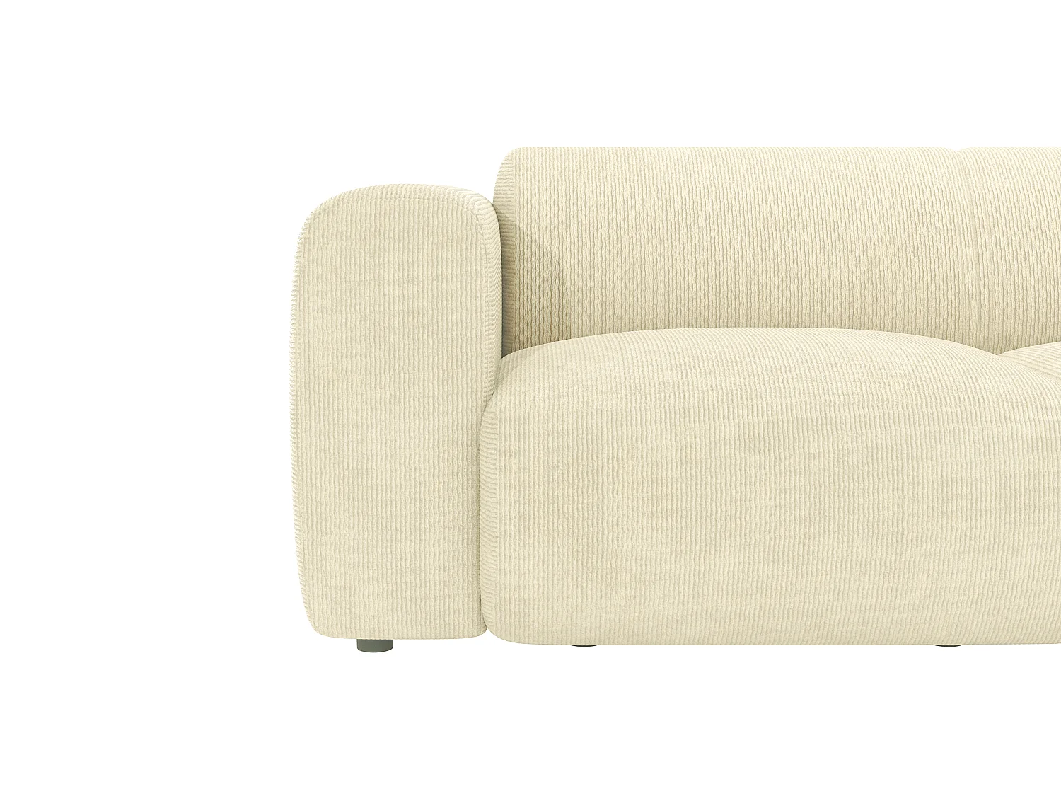 Grand canapé 5 places accoudoir gauche en velours côtelé fines côtes blanc cassé POGNI de Maison Céphy