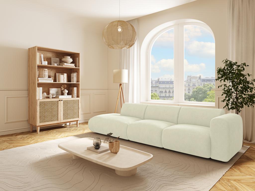 Großes Sofa 5-Sitzer - Armlehne rechts - Strukturstoff - Beige - POGNI von günstig online kaufen