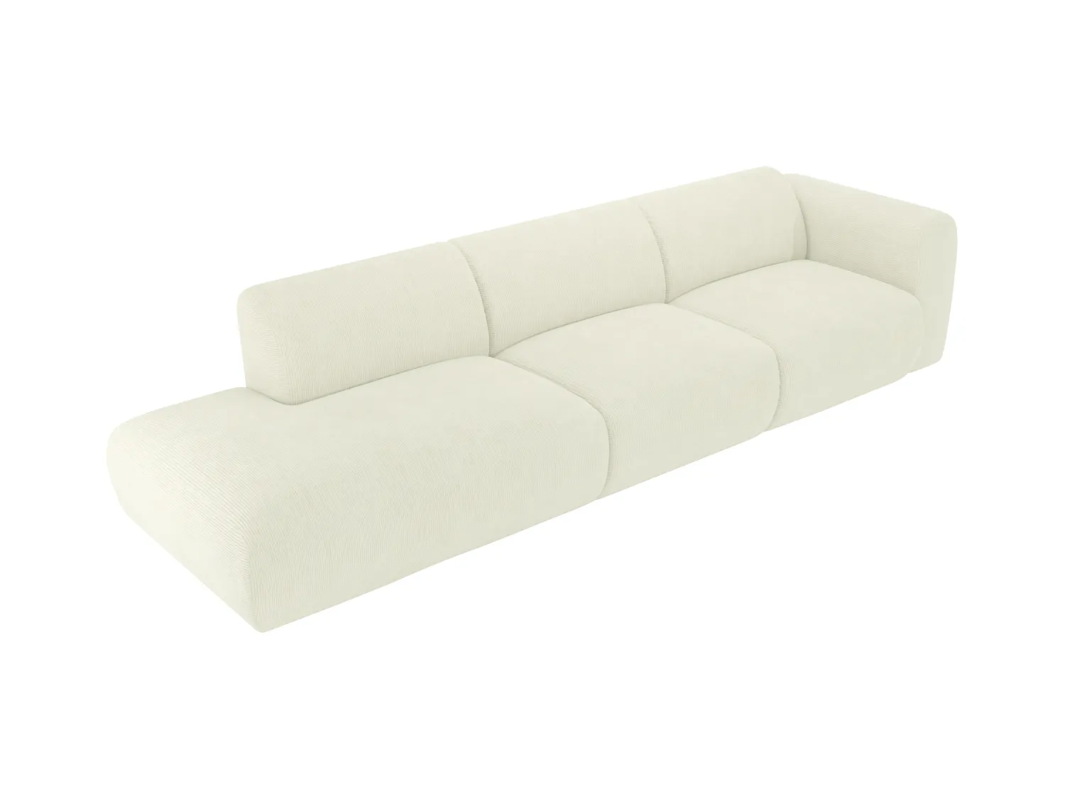 Kanapa dużych rozmiarów 5-osobowa z prawym podłokietnikiem i beżową teksturowaną tapicerką - POGNI marki Maison Céphy