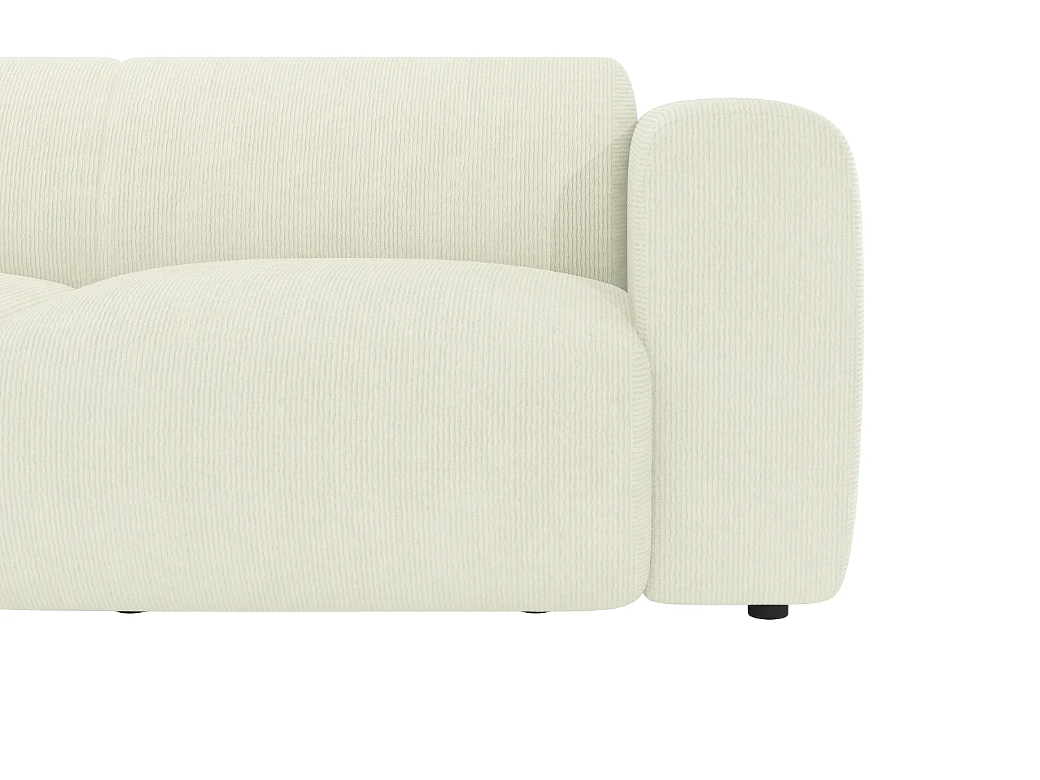 Grand canapé 5 places accoudoir droit en velours côtelé fines côtes blanc cassé POGNI de Maison Céphy