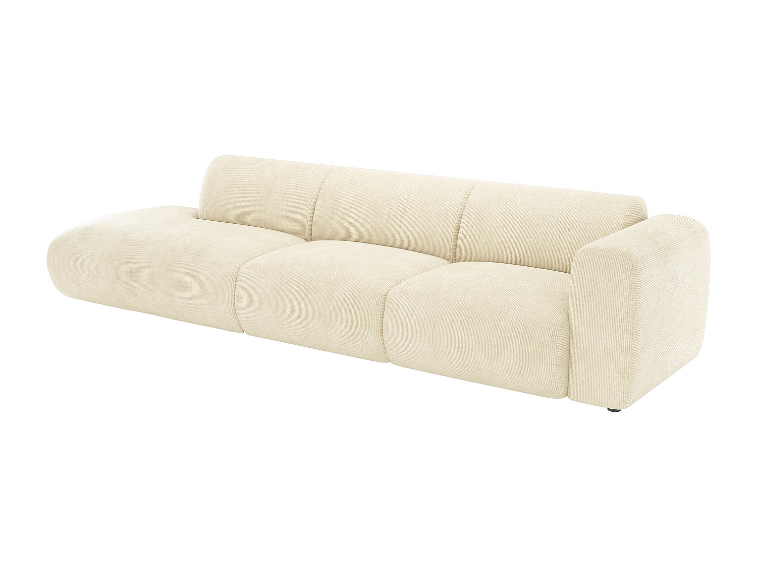 Großes Sofa 5-Sitzer - Armlehne rechts - Samt-Stoff - Off-White - POGNI von günstig online kaufen