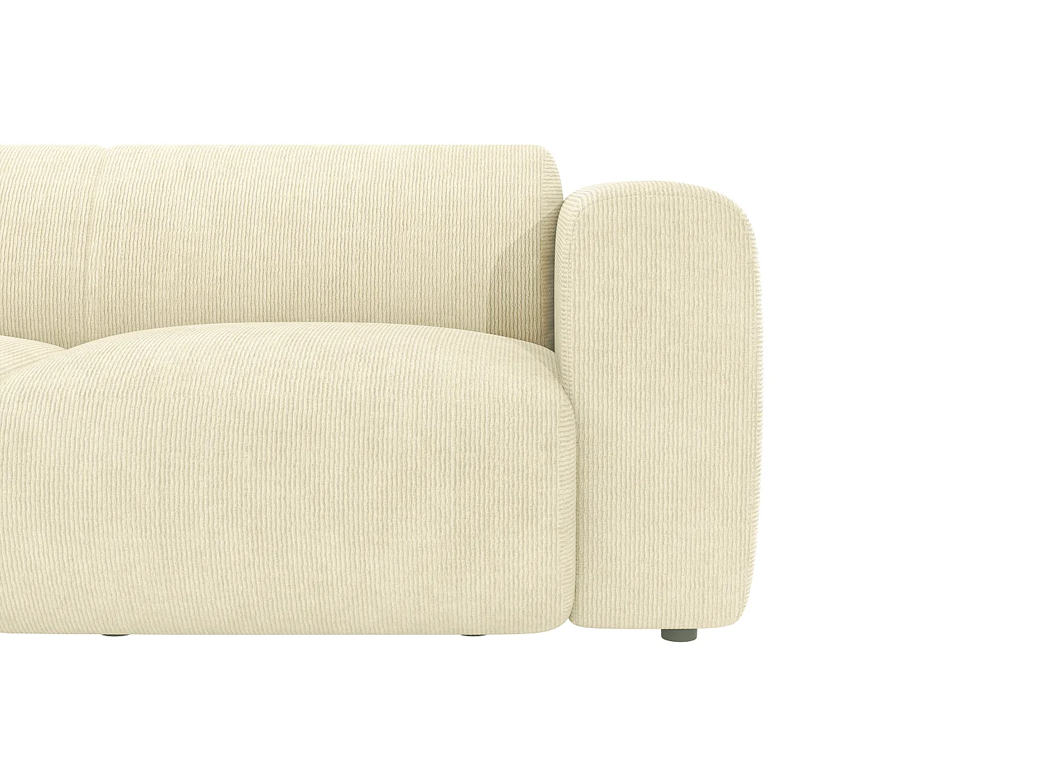 Grand canapé 5 places accoudoir droit en velours côtelé fines côtes blanc cassé POGNI de Maison Céphy