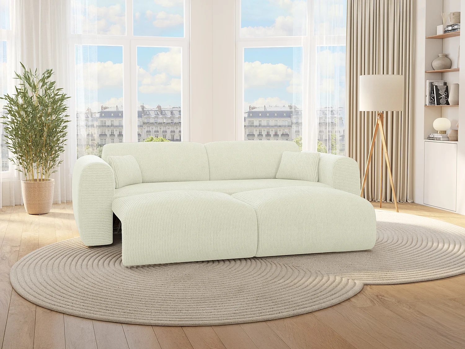 4-seters sovesofa i ripsstoff offwhite POGNI Maison Céphy