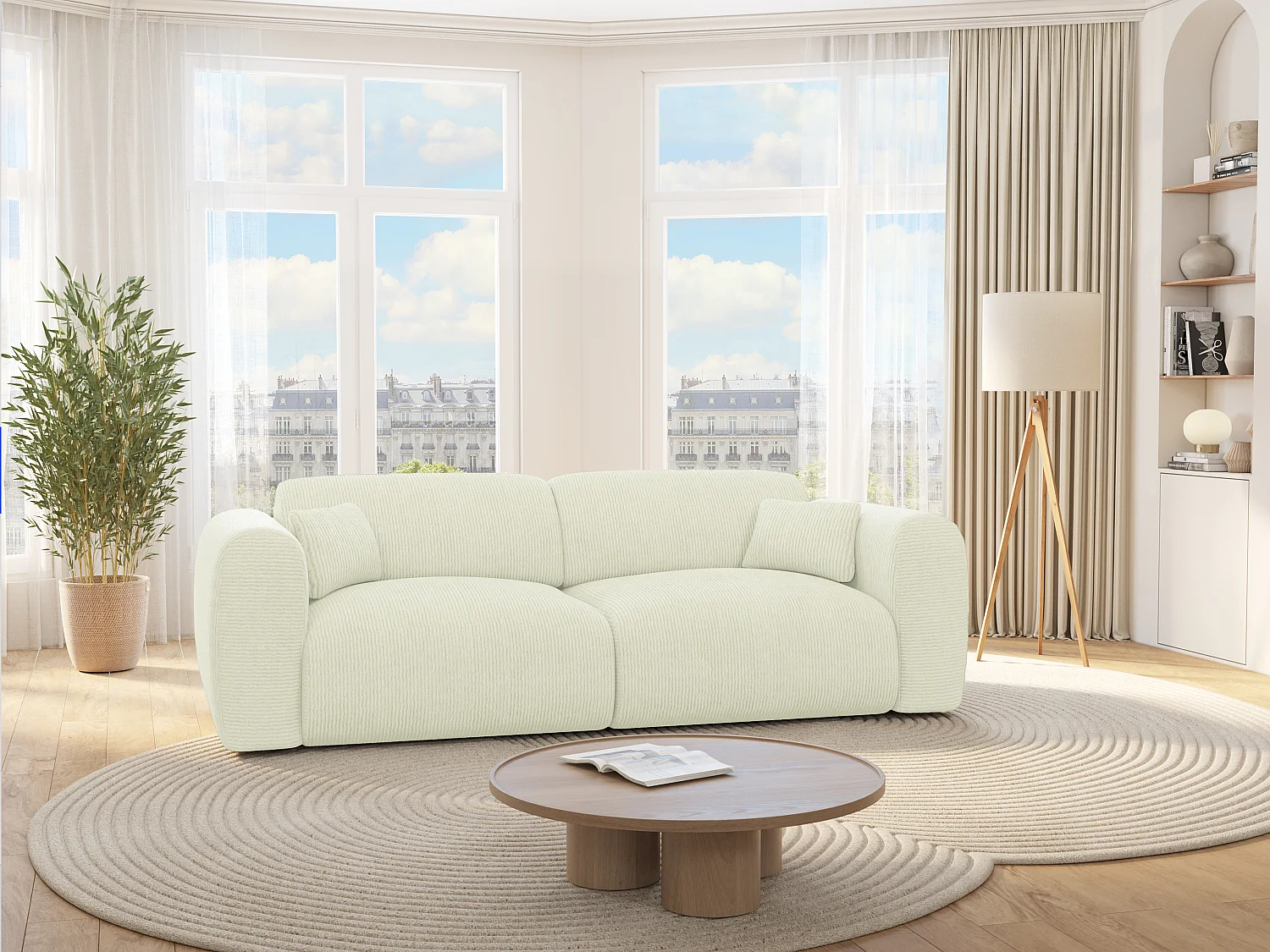 4-seters sovesofa i ripsstoff offwhite POGNI Maison Céphy
