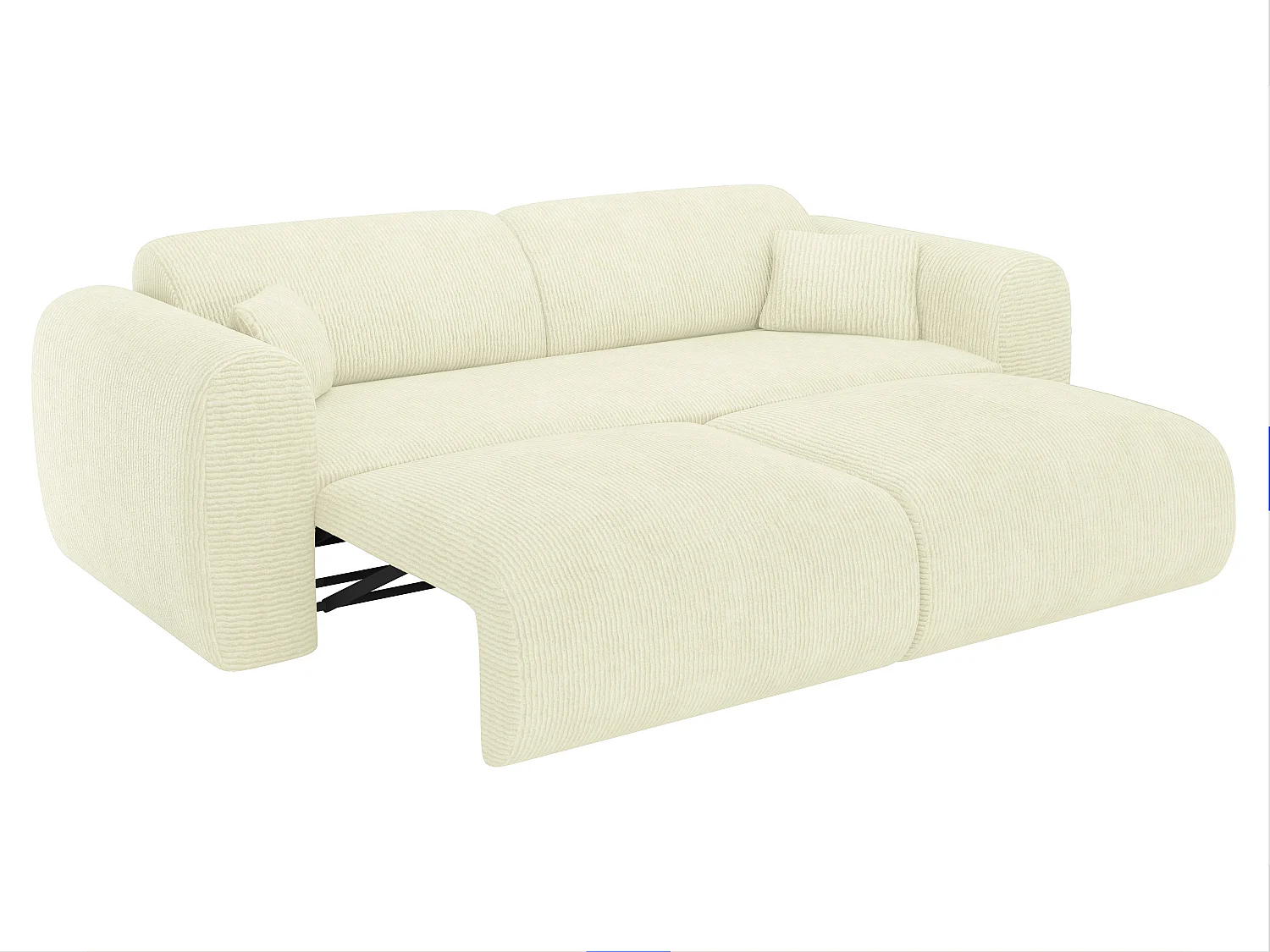 Canapé 4 places convertible en velours côtelé fines côtes blanc cassé POGNI de Maison Céphy
